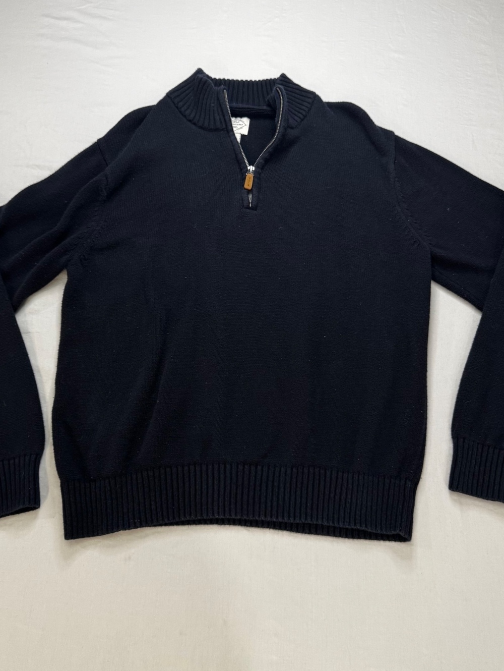 St John’s Bay Men’s L Navy 100% Cotton Quarter Zip Sweater Preppy Y2K